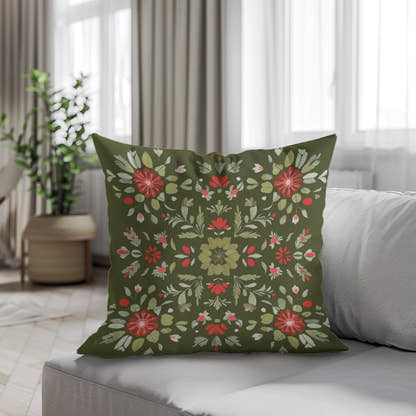 Olive Blossom Cotton Cushion - Secondary Image 4