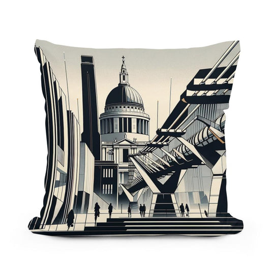 London Tate Modern and Millennium Bridge Modernist Cotton Cushion - Main Image