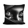 Mystery Gaze: Shadowed Eyes Cotton Cushion - Main Image