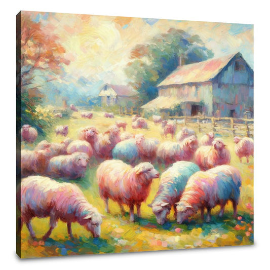 Pastoral Harmony Sheep Canvas - Main Image