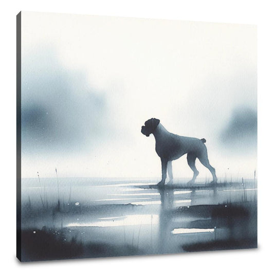 Boxer in the Mist Foggy Morning Canvas - Main Image