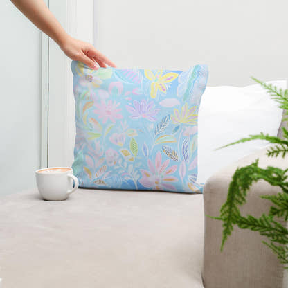 Pastel Folk Blossoms Cotton Cushion - Secondary Image 5