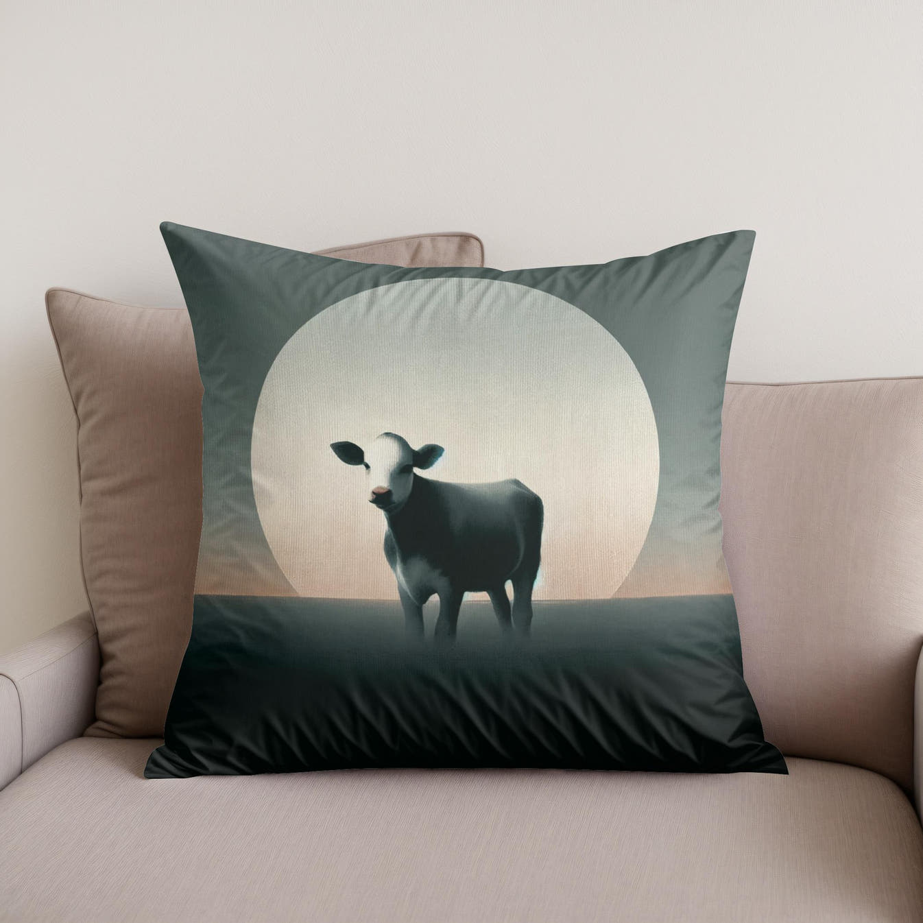 Minimalist Dusk Cow Cotton Cushion - Secondary Image