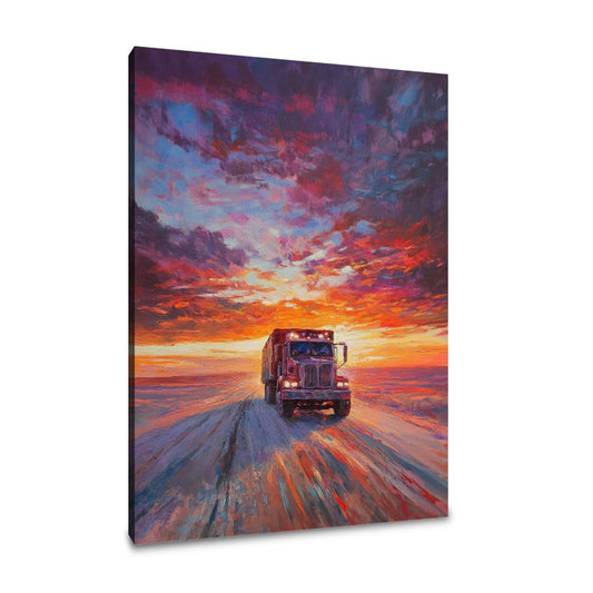 Desert Lorry Sunset Canvas - Main Image