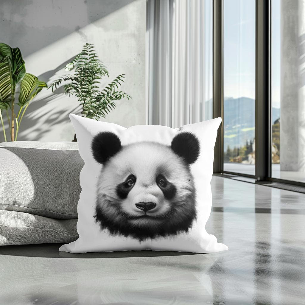 Emotive Panda: Captured Grace Cotton Pillow - Secondary Image 3