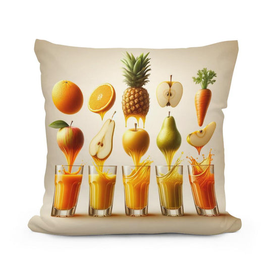 Vibrant Fruit Juice Symphony Cotton Cushion - Main Image