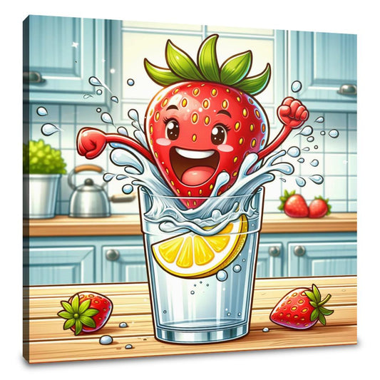 Joyful Strawberry Dive Canvas - Main Image