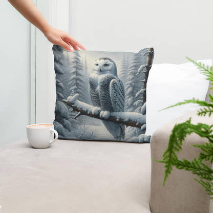 Winter Owl Solitude Cotton Cushion - Secondary Image 5