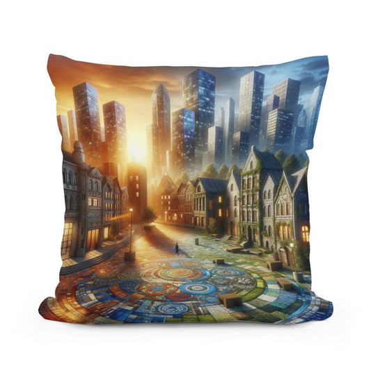 Time Mosaic Square Cotton Cushion - Main Image
