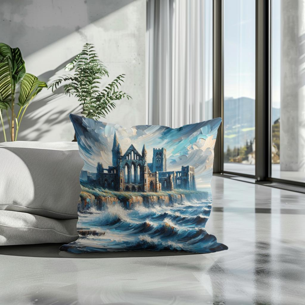 Newcastle Tynemouth Priory Coastal Impressions Cotton Cushion - Secondary Image 3