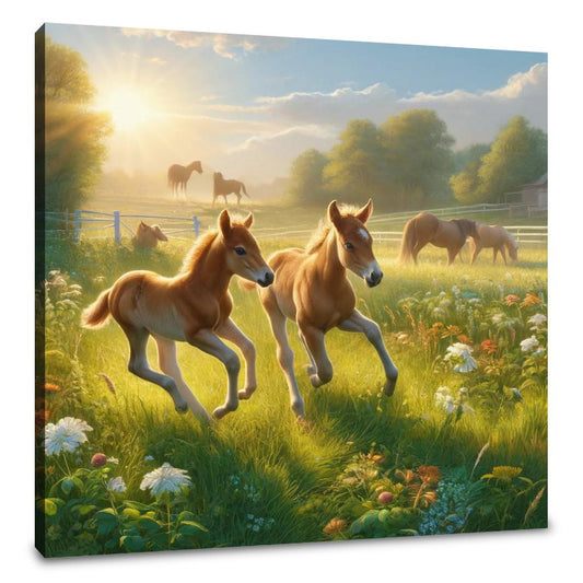 Frolicking Foals Canvas - Main Image