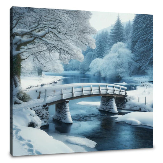 Winter Bridge Tranquility Canvas - Main Image