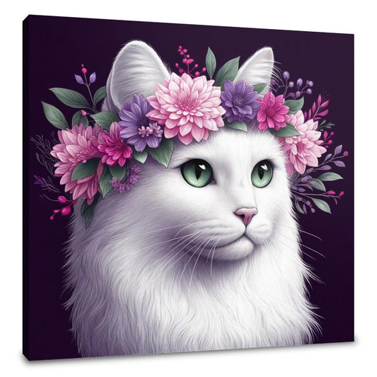 Floral Crown Cat Canvas - Main Image