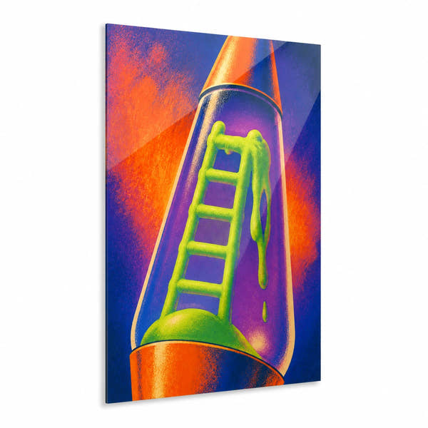 Ladder Through Lava acrylic print on white background