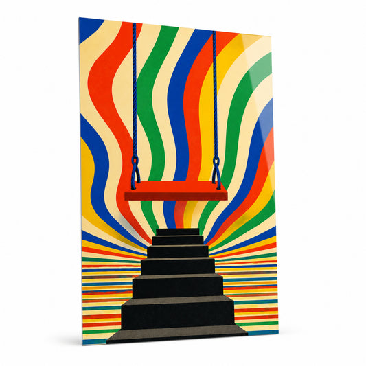 The Swing Beyond The Stairs Acrylic Print on a pure white background