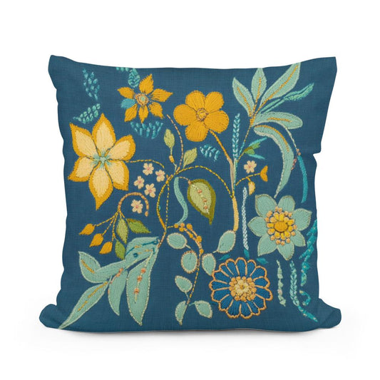Blue Blossom Cotton Cushion - Main Image