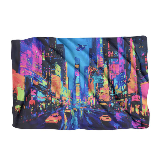 Neon Metropolis Night Blanket - Main Image