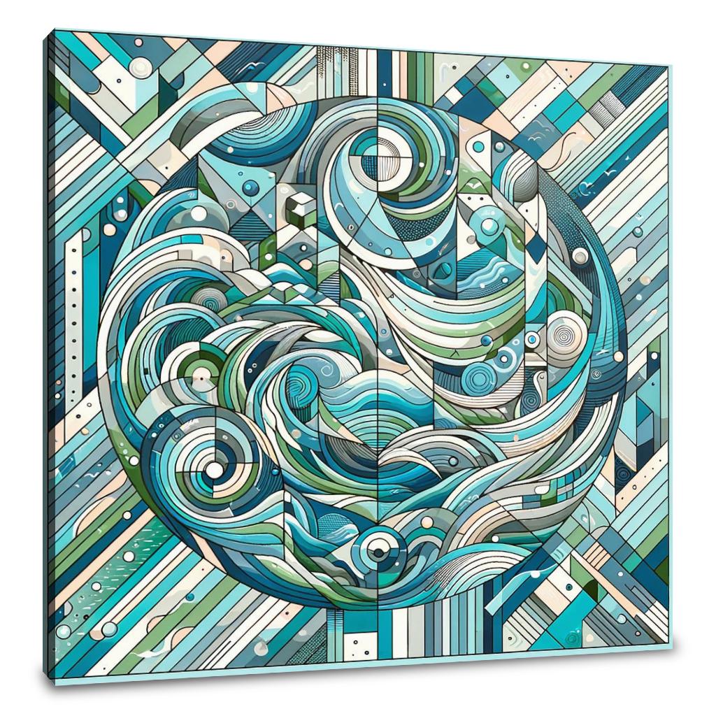 Aquatic Harmony Geometric Dance Canvas - Main Image