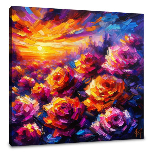 Post-Impressionist Rose Twilight Canvas - Main Image