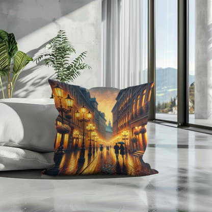 Rainy Evening Romance Cotton Cushion - Secondary Image 3