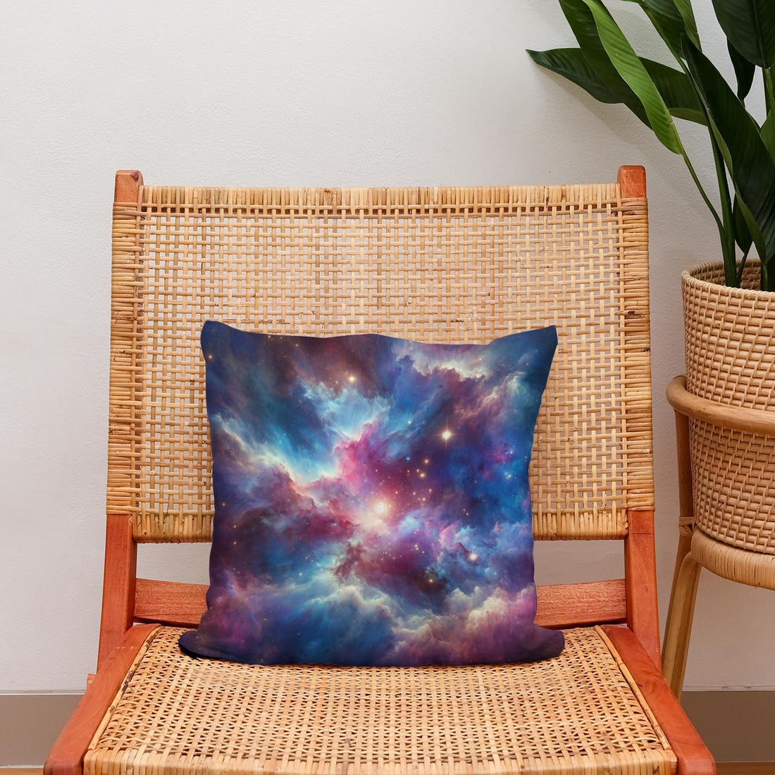 Starry Nebula Artwork Cotton Pillow - Secondary Image 2