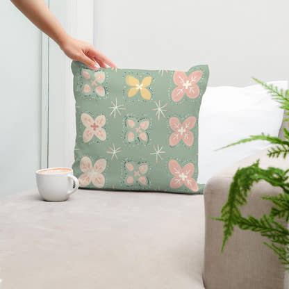Pistachio Modern Folk Art Cotton Cushion - Secondary Image 5