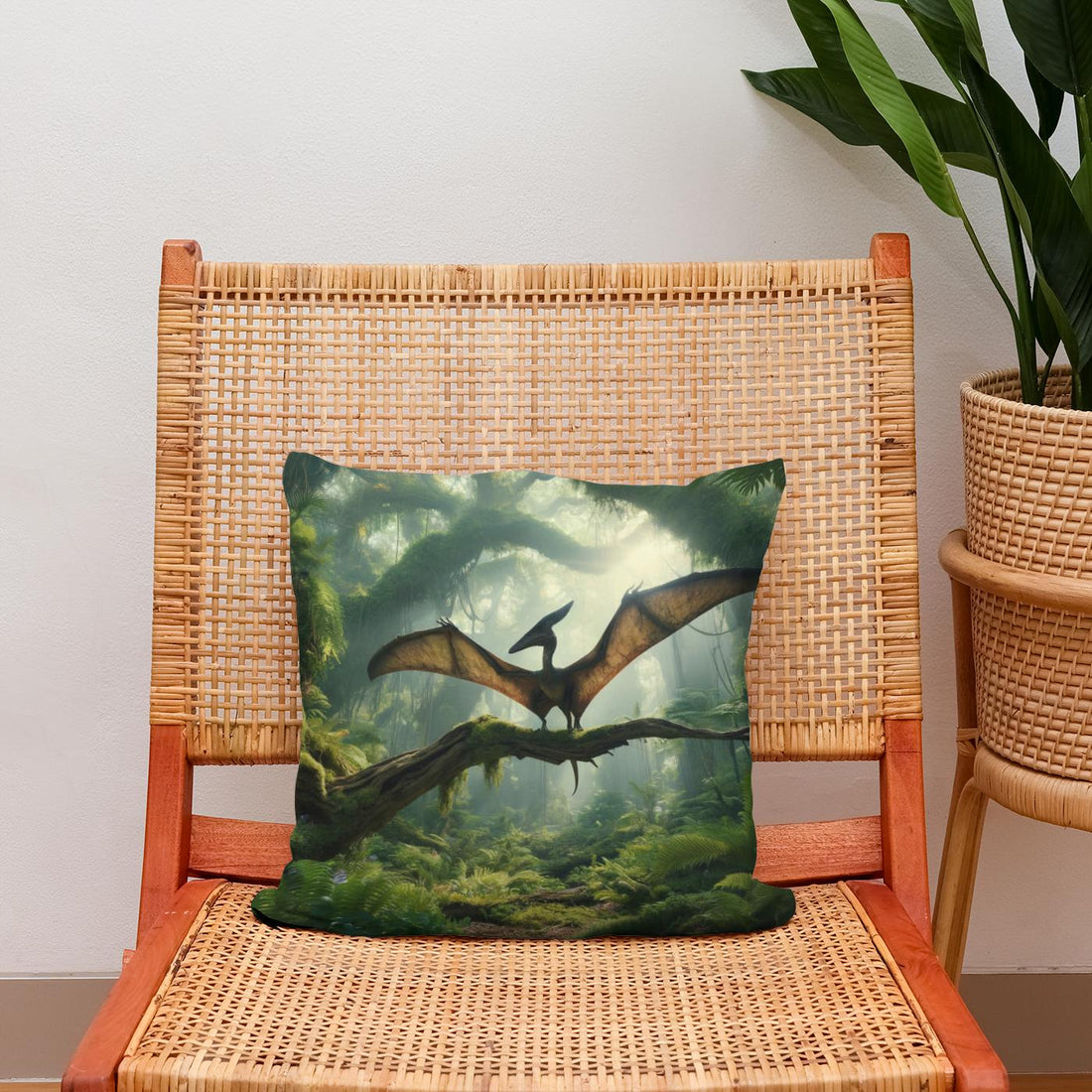 Forest Perch Pterodactyl Cotton Pillow - Secondary Image 2