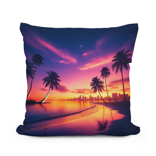 Miami Sunset Serenity Cotton Pillow - Main Image