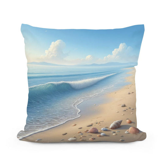 Tranquil Beachscape Cotton Pillow - Main Image