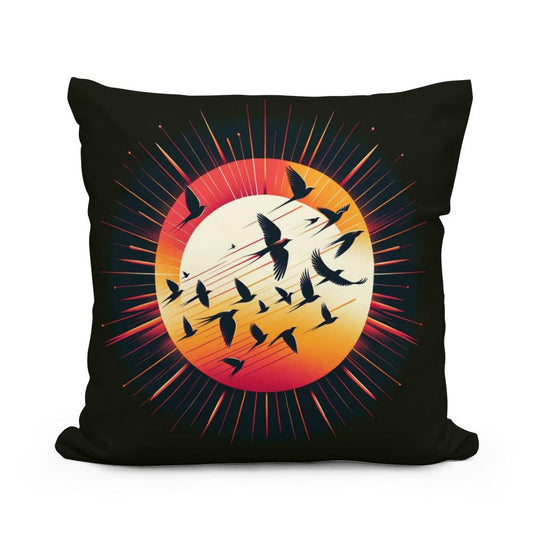 Sunset Avian Symphony Cotton Cushion - Main Image
