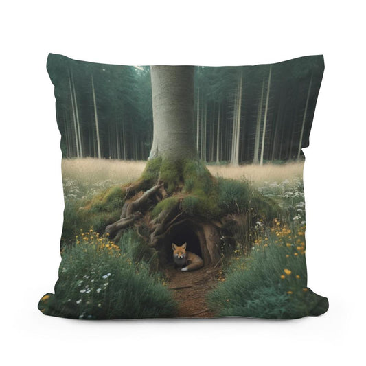 Hidden Fox Den Cotton Pillow - Main Image