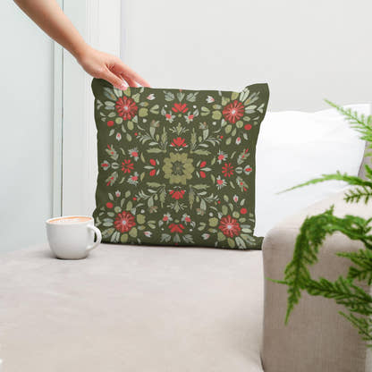 Olive Blossom Cotton Cushion - Secondary Image 5