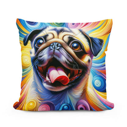 Jubilant Pug Frolic Cotton Cushion - Main Image