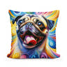 Jubilant Pug Frolic Cotton Cushion - Main Image