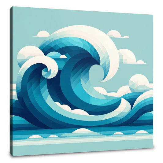 Ocean Wave Geometry Canvas - Main Image