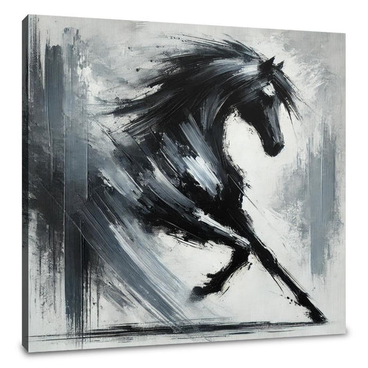 Dynamic Black Horse Canvas - Main Image