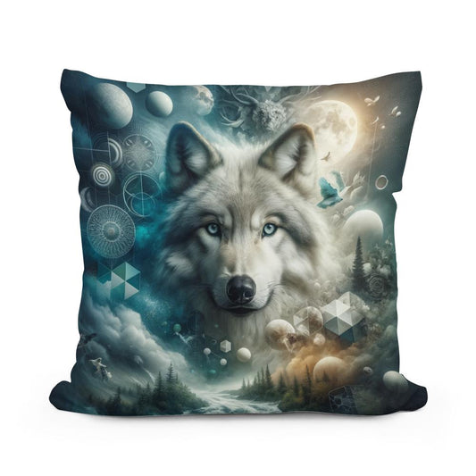 Wild Wolf's Dream Cotton Pillow - Main Image