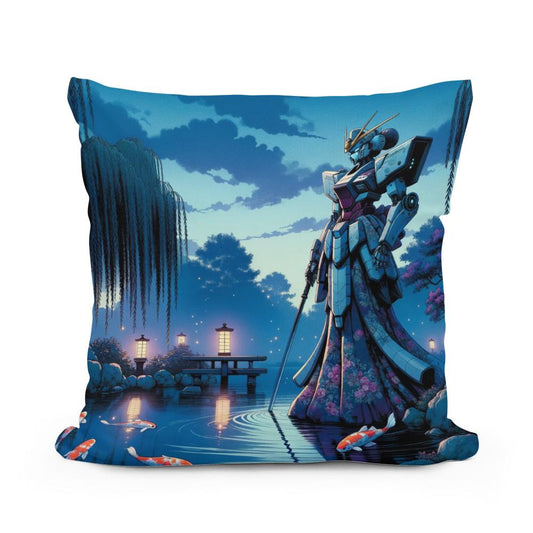 Mecha Geisha at Dusk Cotton Cushion - Main Image