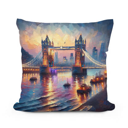London Tower Bridge Twilight Impression Cotton Cushion - Main Image