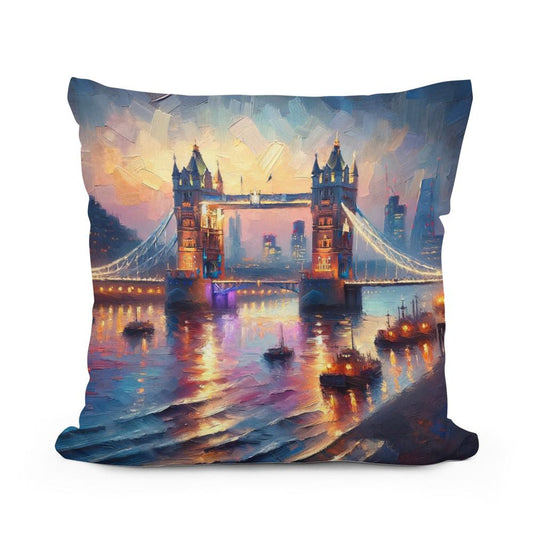 London Tower Bridge Twilight Impression Cotton Cushion - Main Image