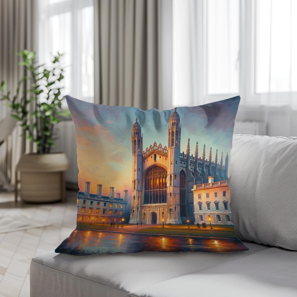 Cambridge King's College Chapel Dusk Impression Cotton Cushion - Secondary Image 4