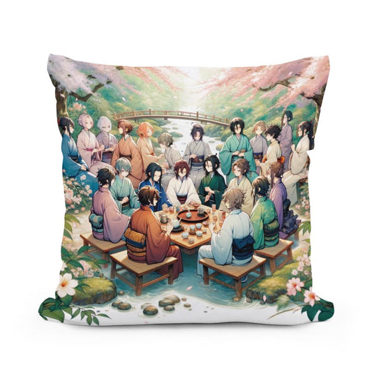 Sakura Garden Tea Party Cotton Cushion - Main Image