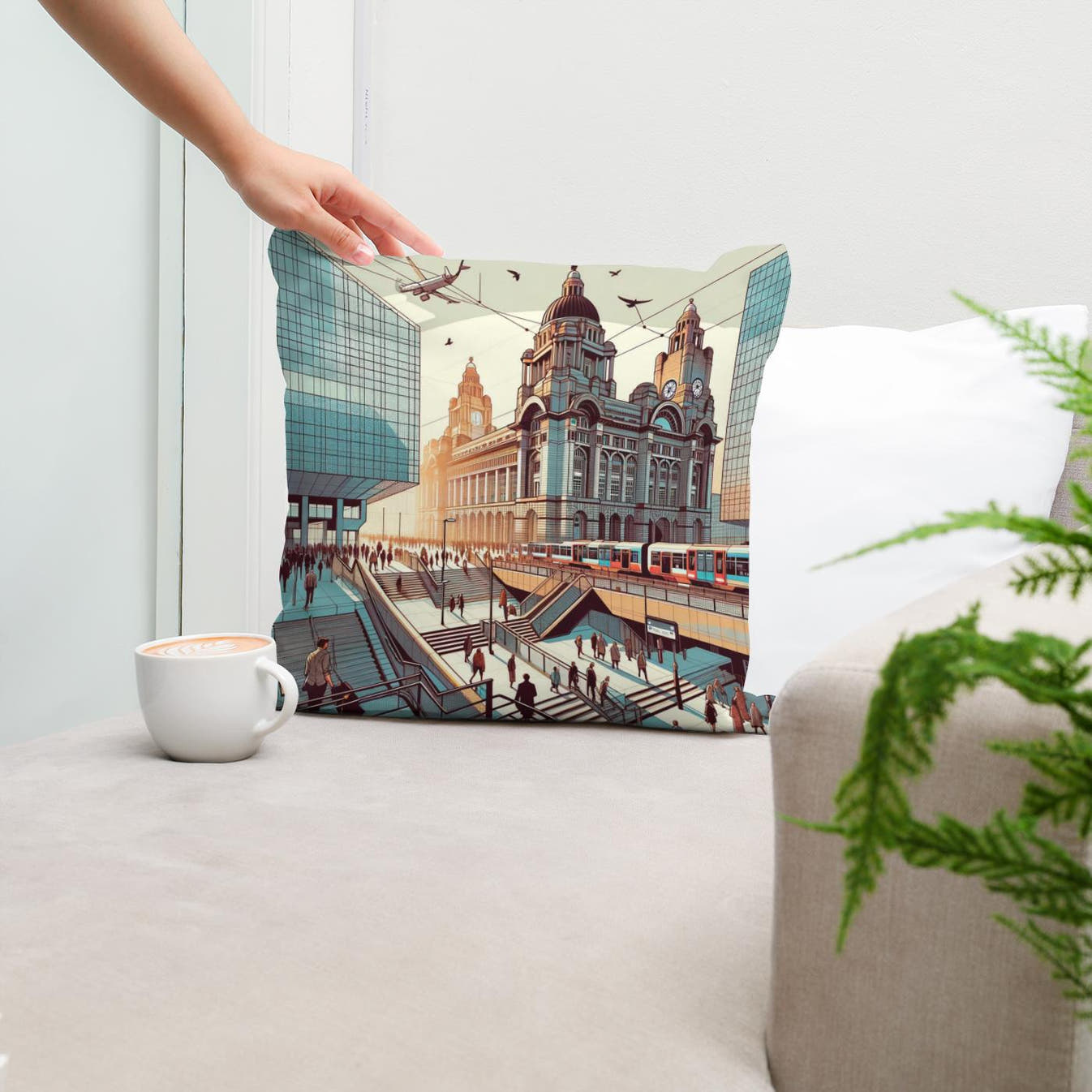 Liverpool Lime Street Nexus Cotton Cushion - Secondary Image 5