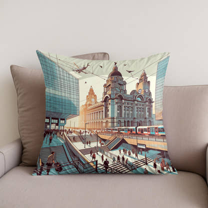 Liverpool Lime Street Nexus Cotton Cushion - Secondary Image