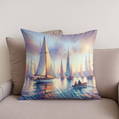 Dawn's Regatta Cotton Cushion - Secondary Image