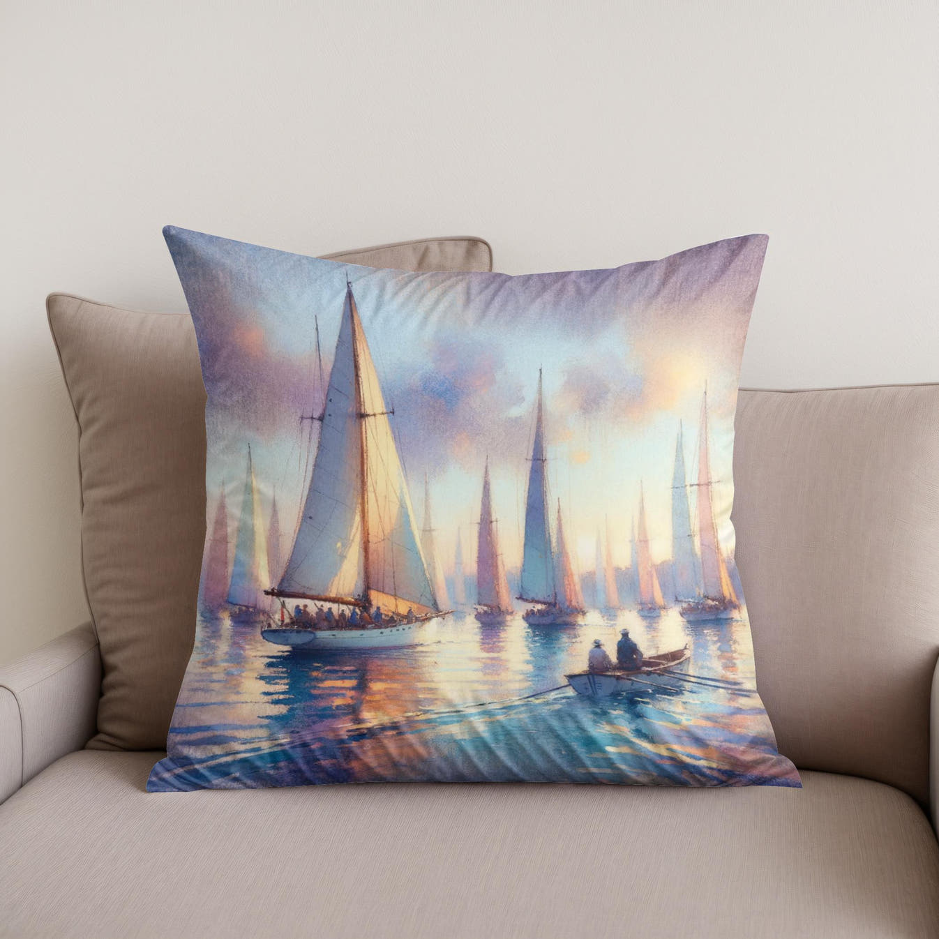 Dawn's Regatta Cotton Cushion - Secondary Image