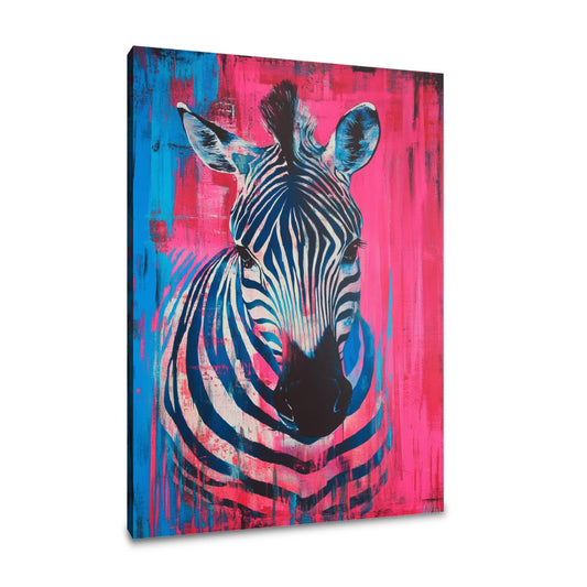 Vibrant Zebra Dance Canvas - Main Image