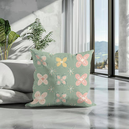 Pistachio Modern Folk Art Cotton Cushion - Secondary Image 3