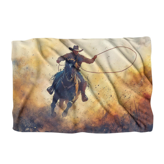 Cowboy Lasso Sunset Blanket - Main Image
