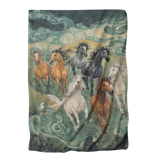 Lucky Running 7 Horses Blanket - Main Image